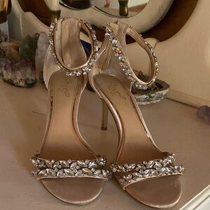 Badgley Mischka Gold Crystal Heels
